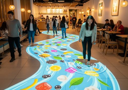 Últimas notícias da empresa sobre 3 Passos para Transformar Sua Loja em um Ímã de Mídias Sociais: Como a Projeção Interativa no Chão se Torna o Seu Ímã de Clientes