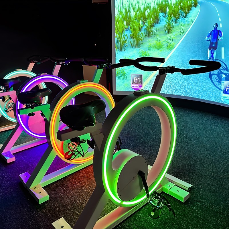 Jogos de corrida de bicicletas dinâmicos de AR Projeção interativa VR Exercício de bicicleta com videogame