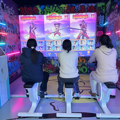 Bom preço Bicicleta de projeção interativa interna de qualidade comercial com estrutura de alumínio e sistema de jogo de corrida imersivo para academias on-line